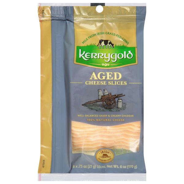 Specialty Cheeses Kerrygold Cheese Slices, Aged hero