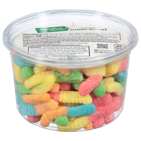 Candy & Chocolate Signature Farms Gummy Worms, Sour, Neon hero