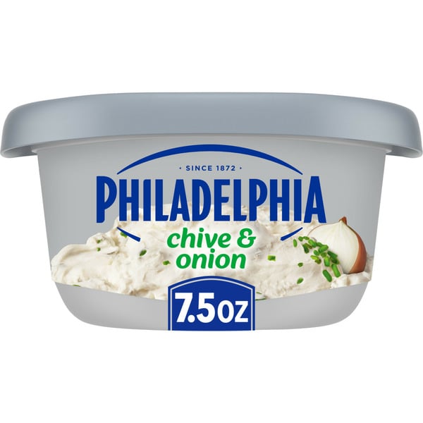 Other Creams, Cheeses & Dips Philadelphia Chive & Onion Cream Cheese Spread hero