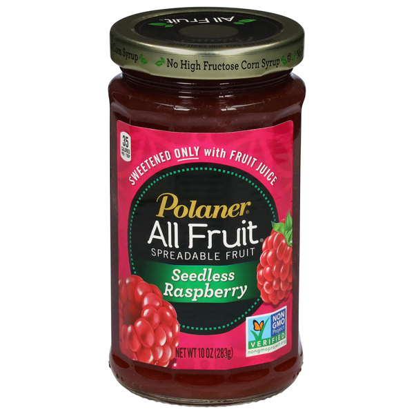 Spreads Polaner Spreadable Fruit, Seedless Raspberry, All Fruit hero