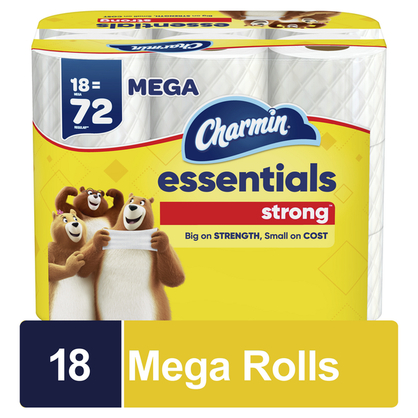 Charmin Essentials Strong Toilet Paper Mega Rolls hero