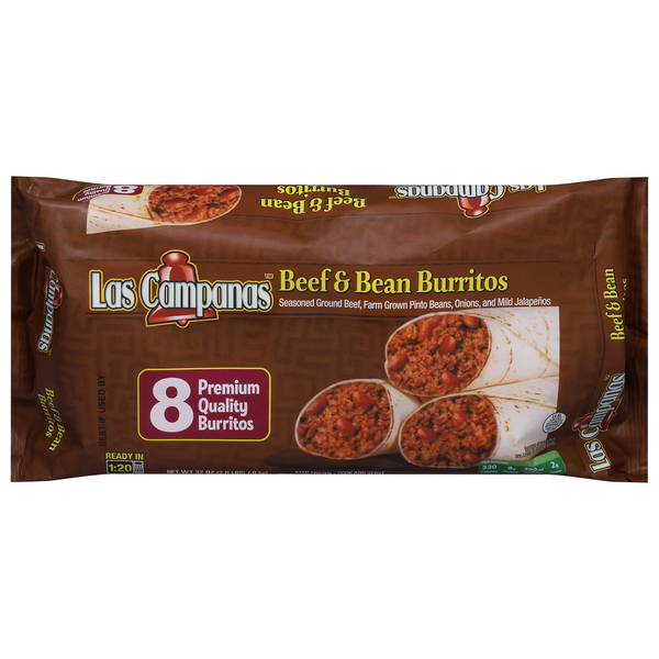 Frozen Meals Las Campanas Burritos, Beef & bean, Premium Quality hero