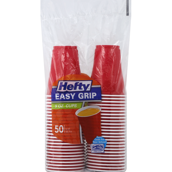 Plates, Bowls, Cups & Flatware Hefty Cups, Easy Grip, 9 Ounce hero