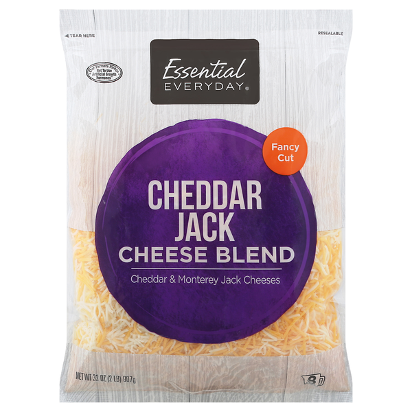 Packaged Cheese Essential Everyday Cheese Blend, Cheddar Jack, Fancy Cut hero