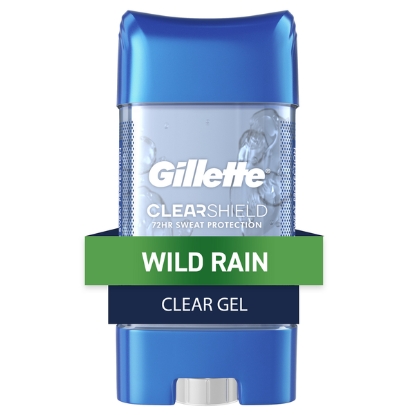 Deodorants Gillette Antiperspirant Deodorant for Men, Clear Gel, Wild Rain, 72 Hr. Sweat Protection hero