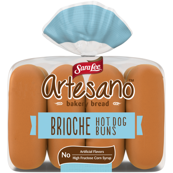 Buns & Rolls Sara Lee Artesano, 8 count, Brioche Hot Dog Buns hero