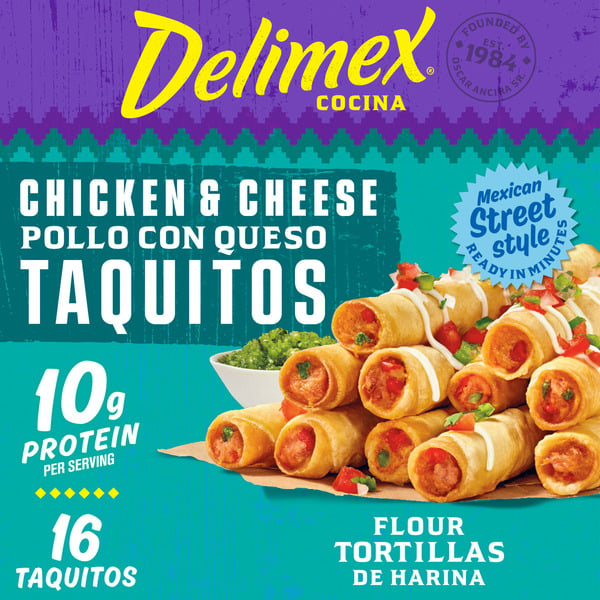 Frozen Appetizers & Sides Delimex Chicken & Cheese Flour Taquitos Frozen Snacks hero