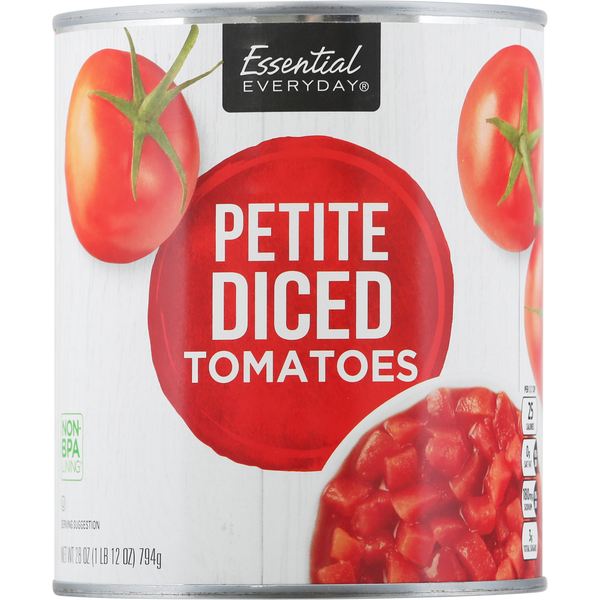 Canned & Jarred Vegetables Essential Everyday Tomatoes, Petite, Diced hero