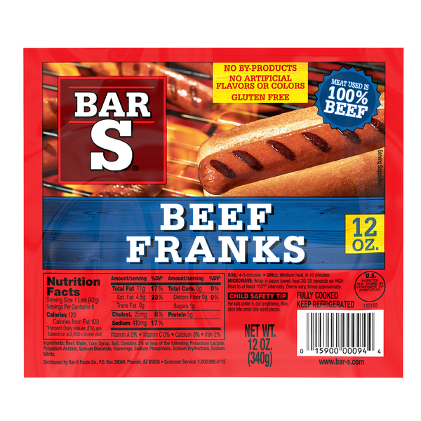 Hot Dogs, Bacon & Sausage Bar-S Beef Franks hero