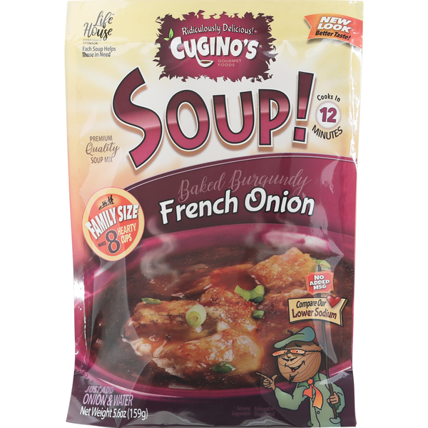 Soup, Broth & Bouillon Cugino's Soup, Baked Burgundy French Onion, Family Size hero