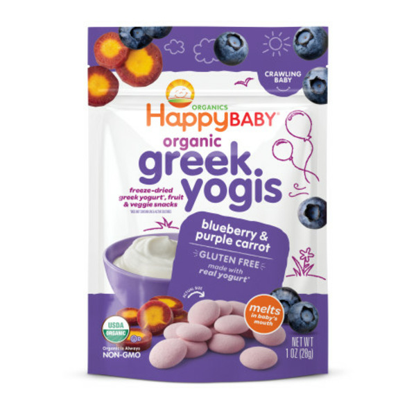 Baby Food & Formula Happy Baby Organics Organic Greek Yogis, Fruit & Veggie Snacks Blueberry & Purple Carrot hero