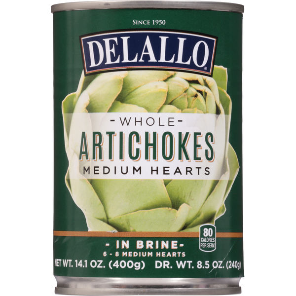 Canned & Jarred Vegetables DeLallo Artichokes, Whole, Medium Hearts hero