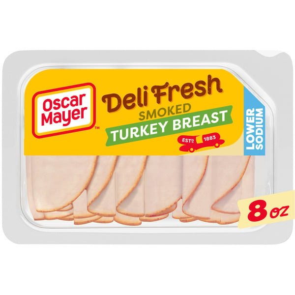 Packaged Meat Oscar Mayer Smoked Turkey Breast Sliced Deli Sandwich Lunch Meat with 30% Lower Sodium hero