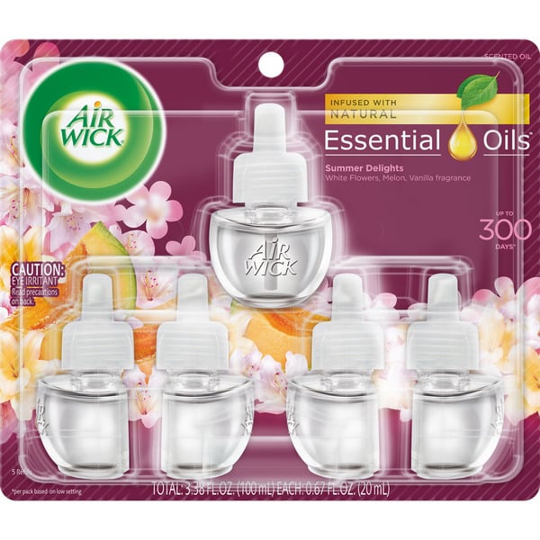 Air Wick® Plug in Scented Oil Refill, 5ct, Summer Delights, Air Freshener, Essential Oils hero