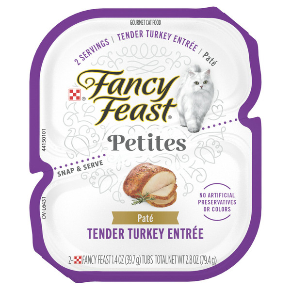 Purina Fancy Feast Gourmet Pate Wet Cat Food, Petites Tender Turkey Entree hero