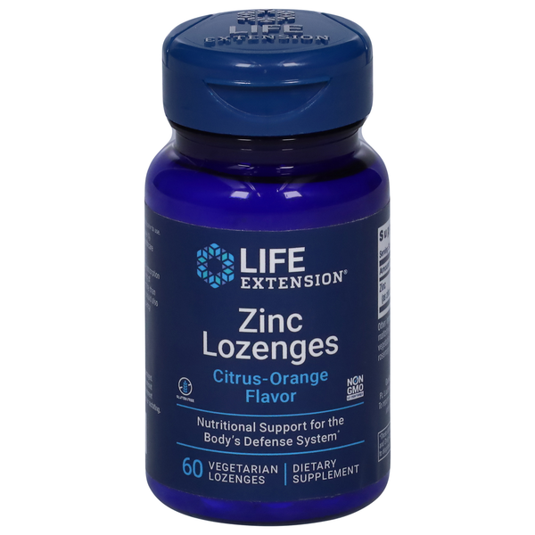 Vitamins & Minerals Life Extension Zinc Lozenges, Citrus-Orange Flavor hero