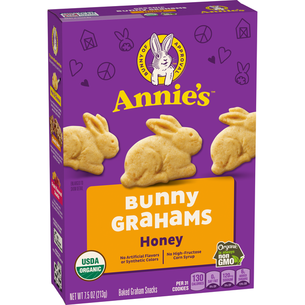 Cookies & Cakes Annie's Organic Baked Bunny Honey Graham Crackers hero