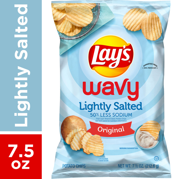 Chips & Pretzels Lay's Potato Chips, Lightly Salted, Original, Wavy hero