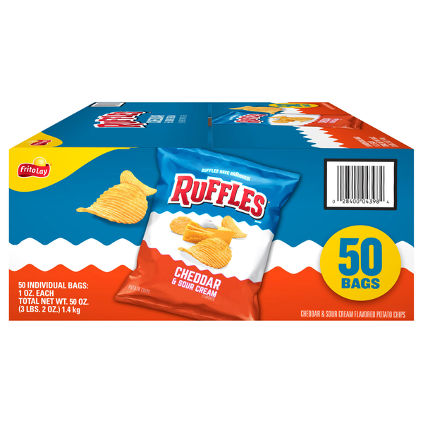 Chips & Pretzels Ruffles Potato Chips, Cheddar & Sour Cream Flavored hero