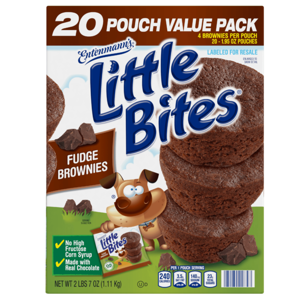 Cookies & Cakes Entenmann's Little Bites, 20 packs, Fudge Mini Brownies hero