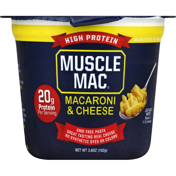 Dry Pasta Muscle Mac Macaroni & Cheese, Mega Cup hero