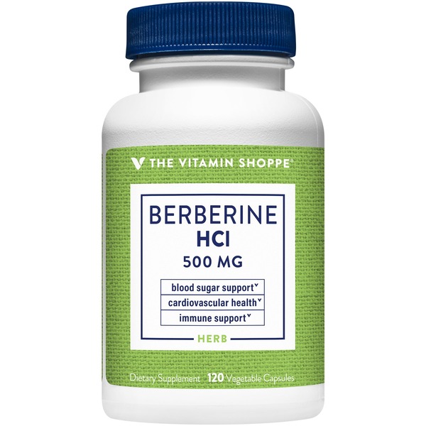 Herbs O-S The Vitamin Shoppe Berberine HCl - Supports Cardiovascular & Immune Health - 500 MG (120 Vegetarian Capsules) hero