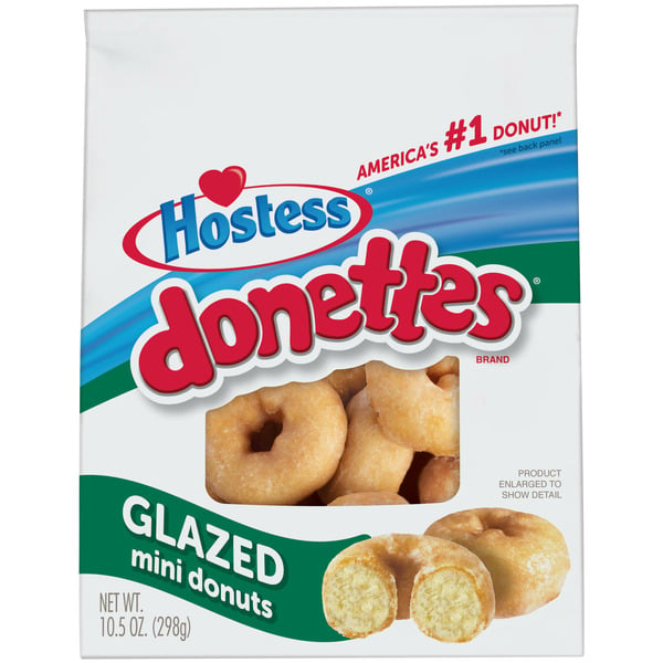 Breakfast Bakery Hostess Donettes Glazed Mini Donuts hero