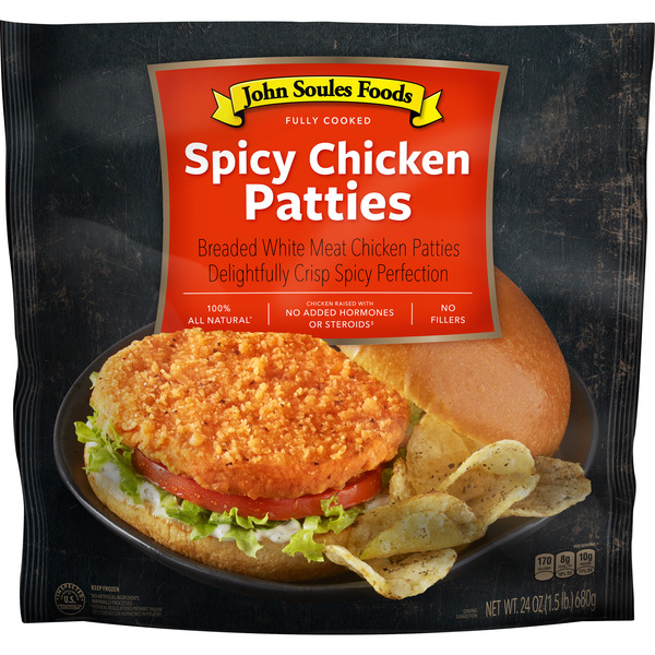 Packaged Poultry John Soules Foods Spicy Chicken Patties, Frozen hero