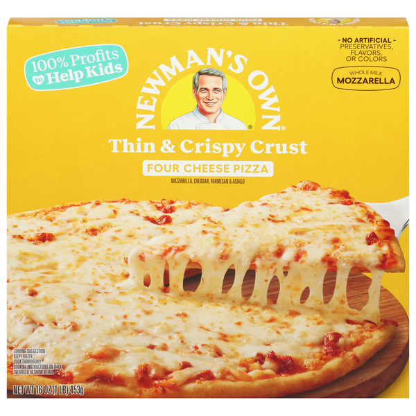 Frozen Pizza Newman's Own Pizza, Thin & Crispy Crust, Four Cheese hero