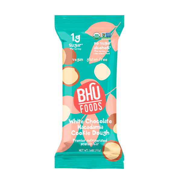 Protein & Meal Replacements Bhu Foods Refrigerated Protein Bar, White Chocolate Macadamia hero