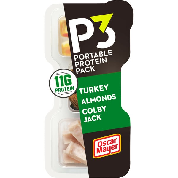 Trail Mix & Snack Mix P3 Portable Protein Snack Pack with Turkey, Almonds & Cheese hero