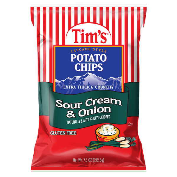 Chips & Pretzels Tim's  Cascade Style Extra Thick & Crunchy Sour Cream & Onion Potato Chips hero