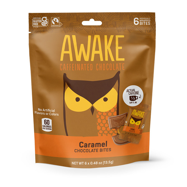 Candy & Chocolate AWAKE Caffeinated Chocolate Caramel Milk Chocolate Bites hero