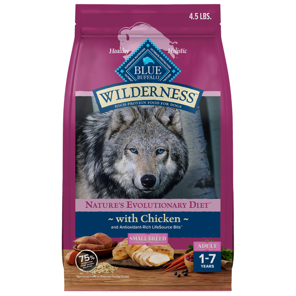 Dog Food & Care Blue Buffalo Wilderness High Protein Small Breed Adult Dry Dog Food plus Grains, Chicken hero