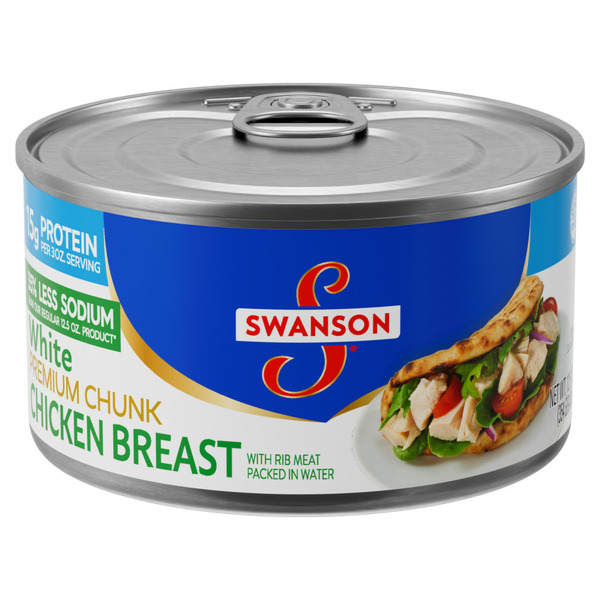 Canned Meat & Seafood Swanson's 35% Less Sodium White Premium Chunk Canned Chicken Breast in Water hero