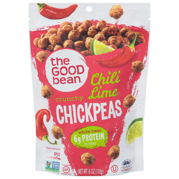 Fruit & Vegetable Snacks The Good Bean Chickpeas, Chili Lime, Crunchy hero