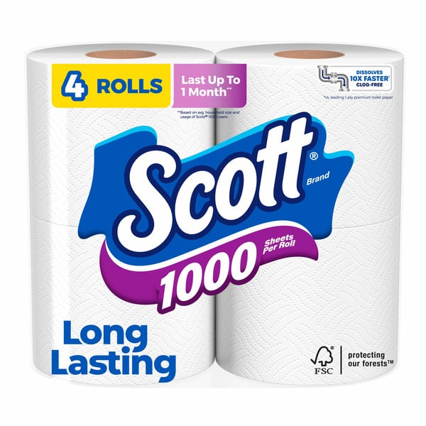 Paper Goods and Plastic Scott 1000 Toilet Paper, Septic-Safe, Toilet Tissue hero