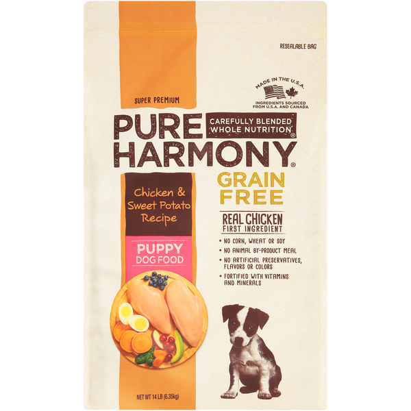 Dog Food & Care Pure Harmony Dog Food, Super Premium, Grain Free, Chicken & Sweet Potato Recipe, Puppy hero