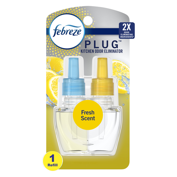 Air Fresheners & Candles Febreze Kitchen Odor Eliminator Fade Defy PLUG Air Freshener Fresh Lemon Scent hero