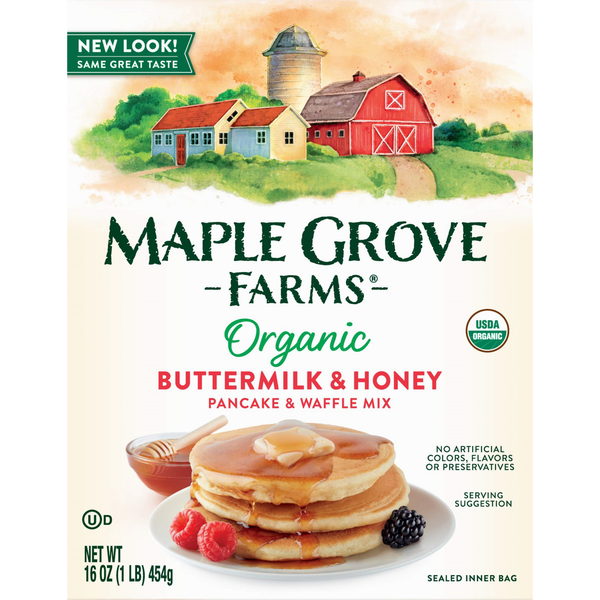 Hot Cereal & Pancake Mixes Maple Grove Farms of Vermont Pancake & Waffle Mix, Organic, Buttermilk & Honey hero