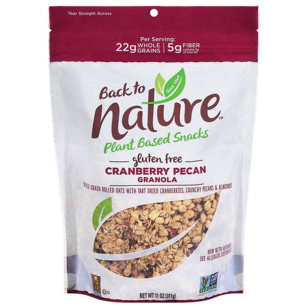 Granola Back to Nature Granola, Cranberry Pecan, Plant Based Snacks hero