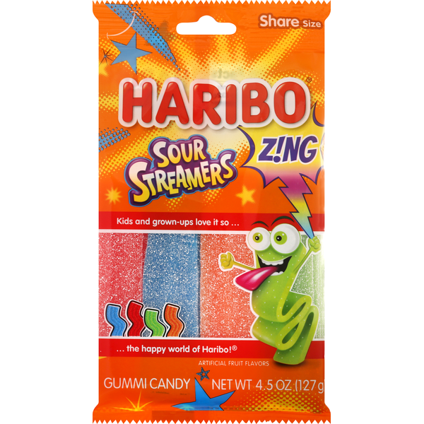 Candy & Chocolate HARIBO Gummi Candy, Sour Streamers, Share Size hero