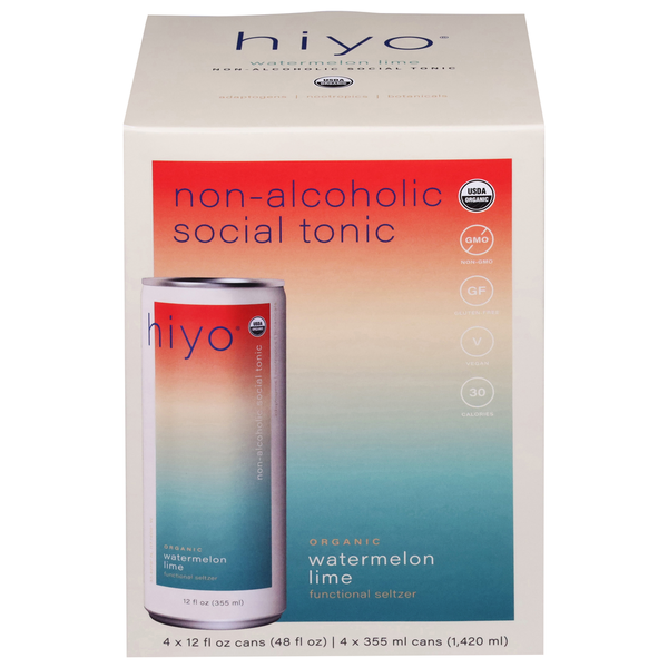 Hiyo Functional Seltzer, Organic, Watermelon Lime hero