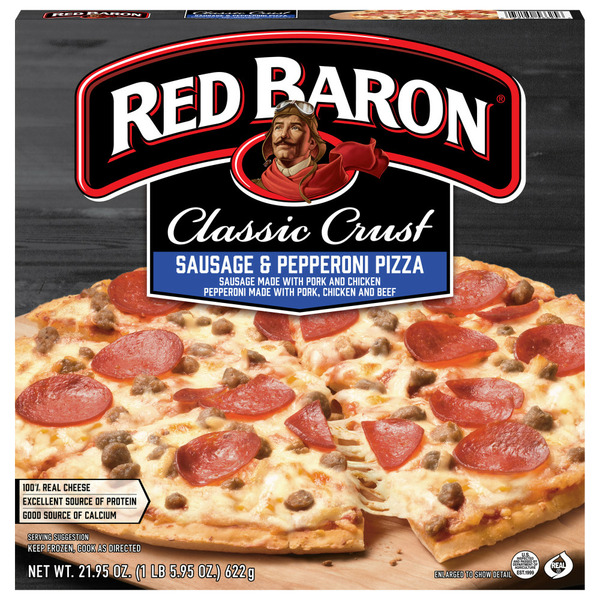 Frozen Pizza Red Baron Sausage and Pepperoni Classic Crust Frozen Pizza hero