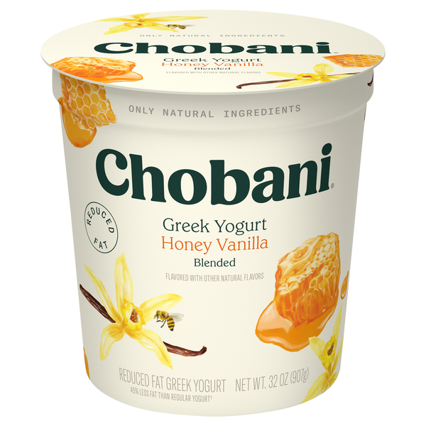 Yogurt Chobani Yogurt, Greek, Reduced Fat, Honey Vanilla, Blended hero