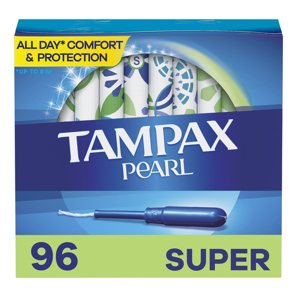 Feminine Care TAMPAX Pearl, Super, Plastic Tampons, Unscented hero