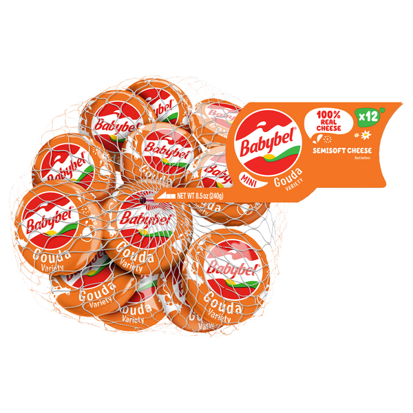 Specialty Cheeses Babybel Semisoft Cheese, Gouda Variety, Mini hero