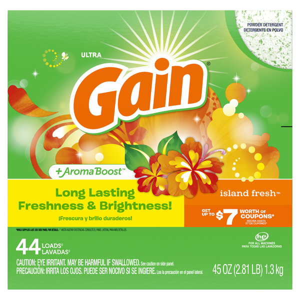 Laundry Gain Powder Laundry Detergent for Regular and HE Washers, Island Fresh Scent hero