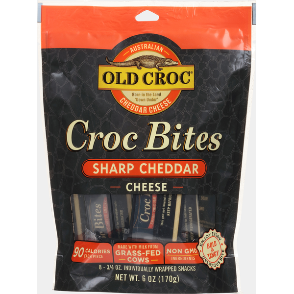 Specialty Cheeses Old Croc Australian Cheese Croc Bites Sharp Cheddar Cheese Snacks hero