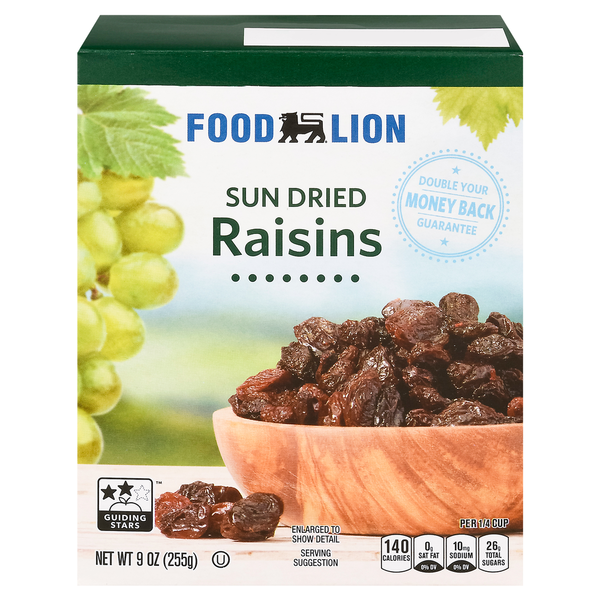 Canned Fruit & Applesauce Food Lion Raisins, Seedless, Box hero